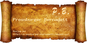 Pressburger Bernadett névjegykártya